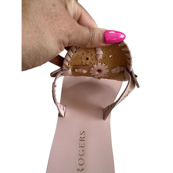 JACK ROGERS Light Pink Signature Leather Trim Sandals Size 9.5 - Picture 8 of 11